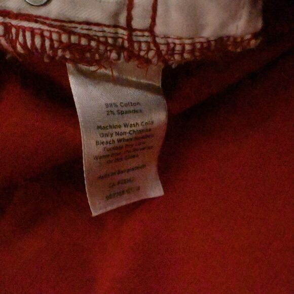 Talbots Womens 16 40x31 Red High Rise Straight Leg Corduroy Jeans Pants - Picture 7 of 7